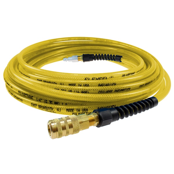 Flexeel Hose 5/16ID x 25 ft 1/4 Industrial QDs w/SR Transparent Yellow
